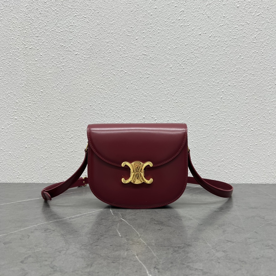 Celine Besace Clea Shoulder Bag In Shiny Calfskin Red 110413